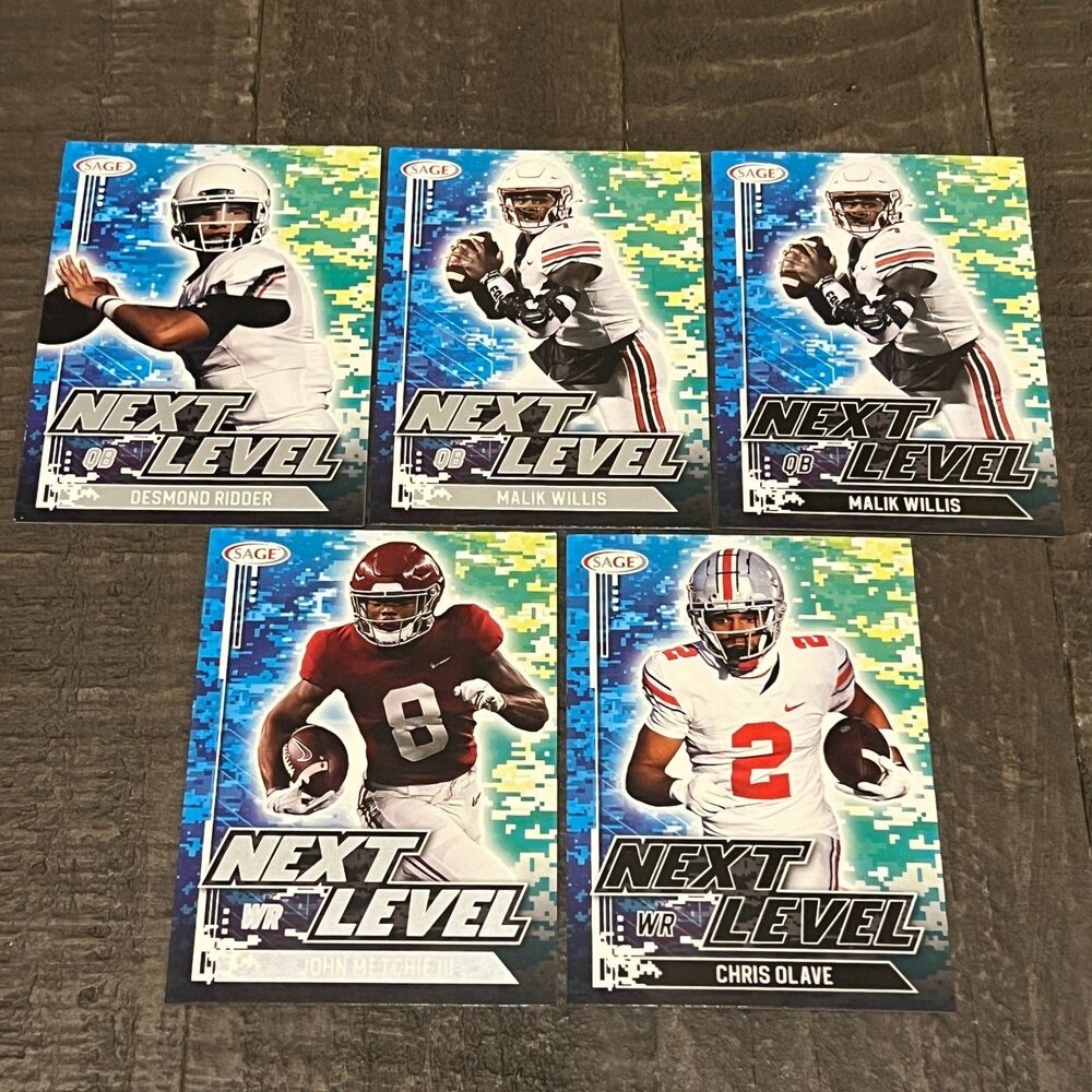 2023 Sage Next Level Lot of 5 Cards - Ridder, Olave, Willis, Mechie,